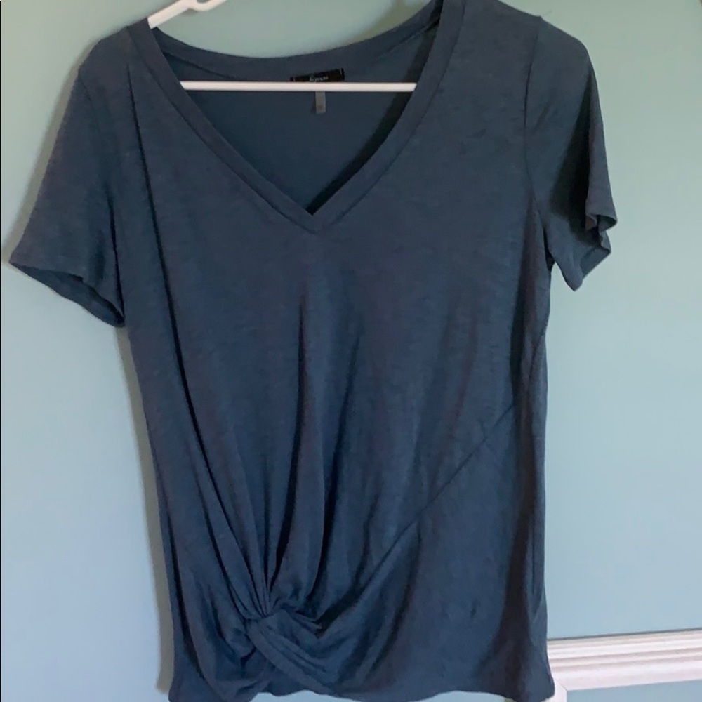 Blue V-neck shirt
